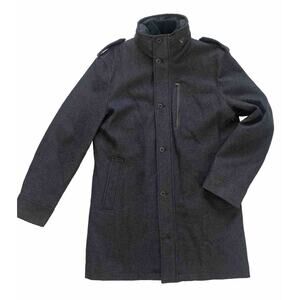 Express Jacket Mens Size Large Casual Gray Wool Blend Coat Shoulder Epaulette